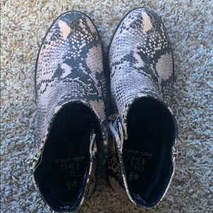 Snake print ankle booties